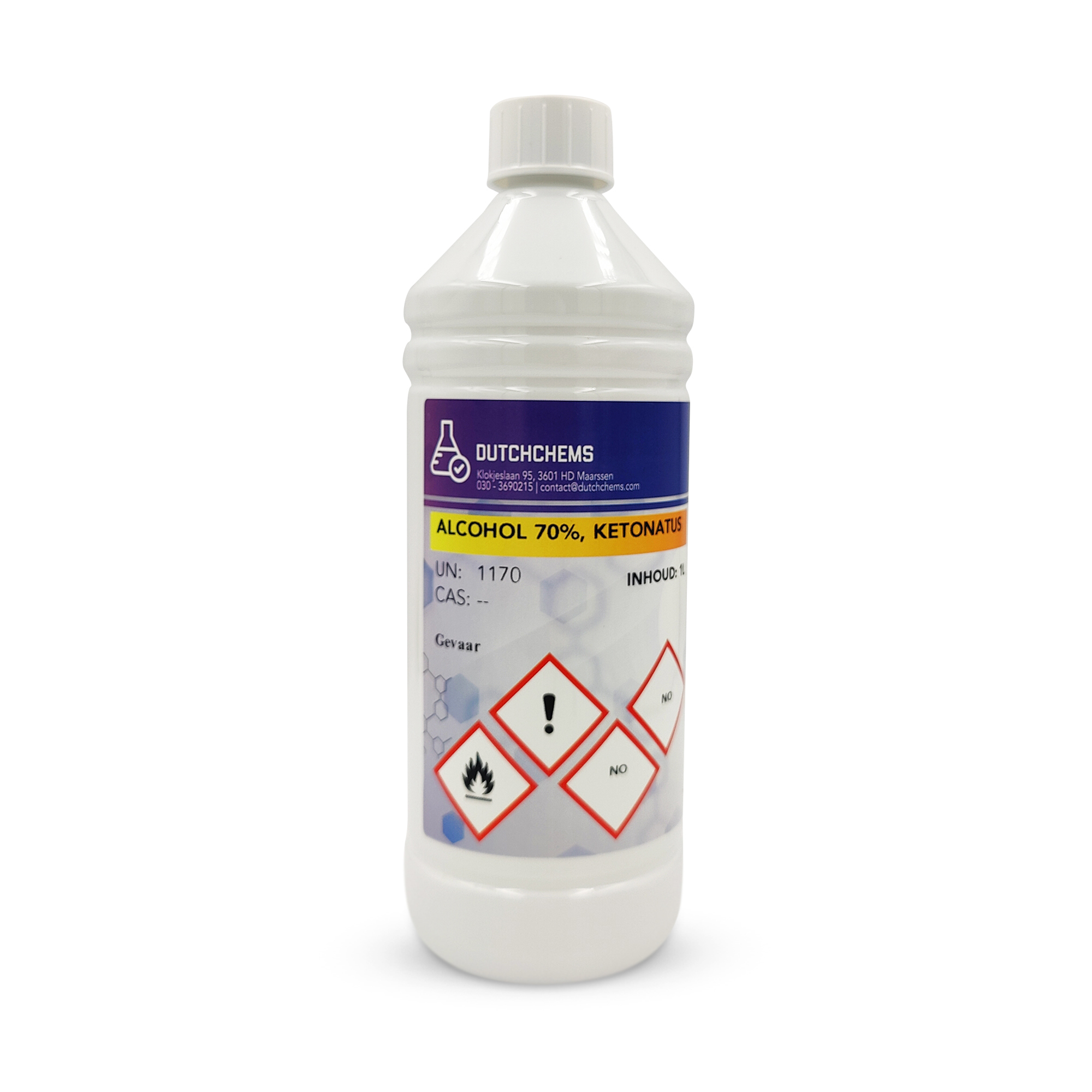 Bottle DutchChems Alcohol 70% denatured – 1 liter.