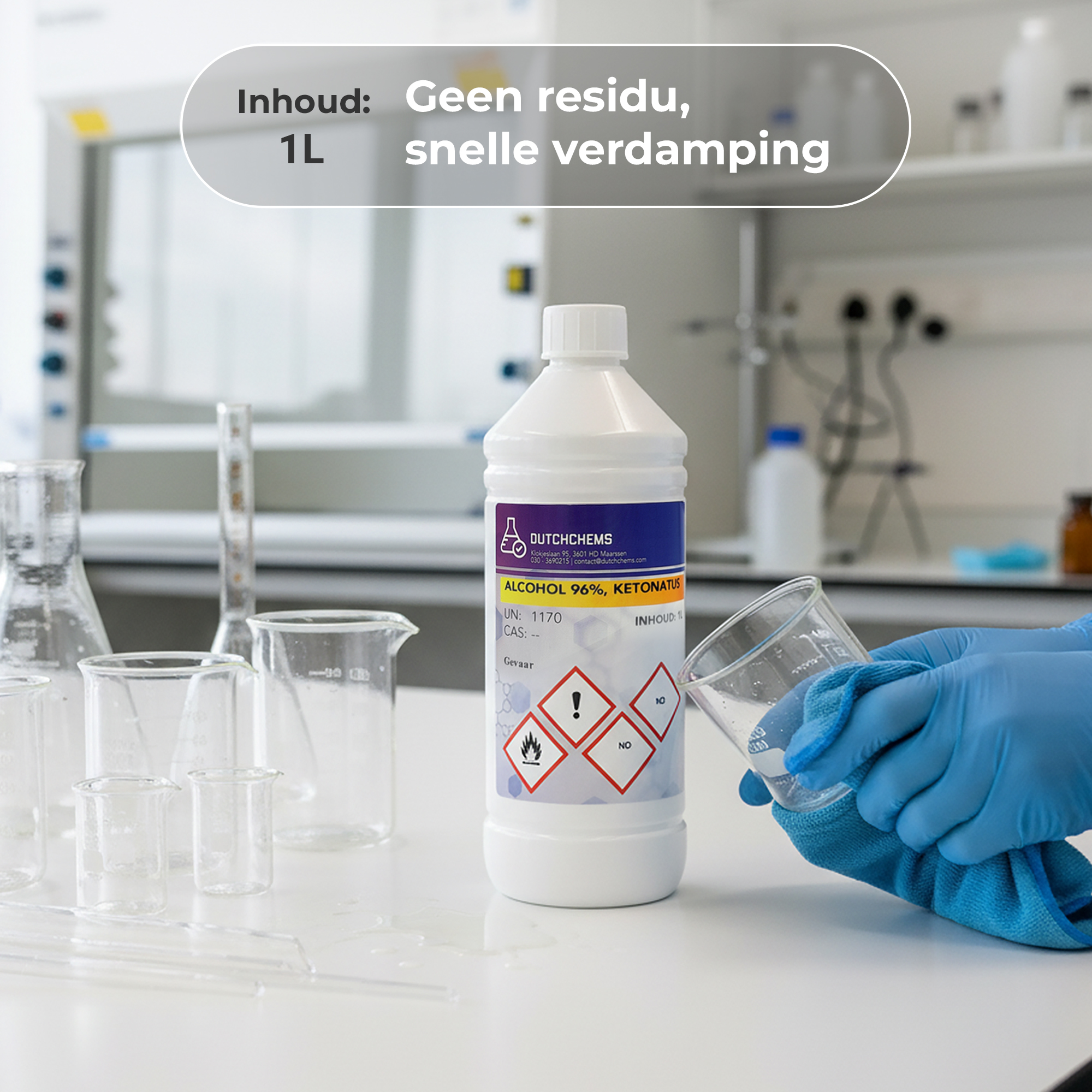 Ethanol 96% - Ethyl alcohol used in a laboratory environment