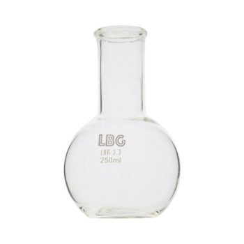 Spherical flask, flat bottom, narrow neck