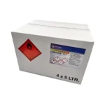 White shipping box with four 5 litre jerry cans of DutchChems Isopropanol 99.9%