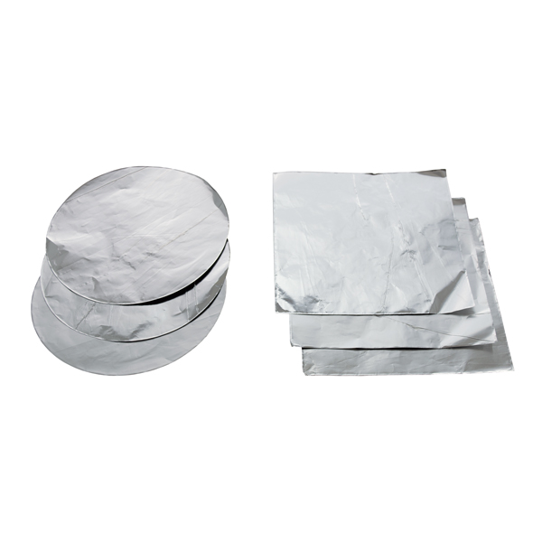 Aluminum foil sheets and rolls for chemical laboratory use or packaging.