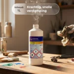 Acetone 1 litre in a workspace with cloth and tools