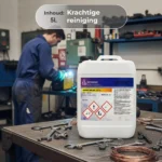 Jerrycan of ammonia 25 percent in a workshop setting