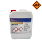 White 5-liter jerry can from DutchChems, containing Ferric Chloride 40% (FeCl₃).