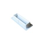 Small white plastic container for storage or organization purposes.
