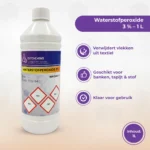 Hydrogen peroxide 3 percent is applied to textiles to remove visible stains