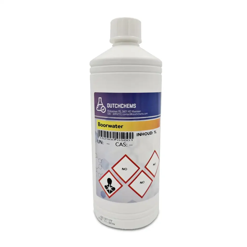 A white bottle of Boorwater from DutchChems