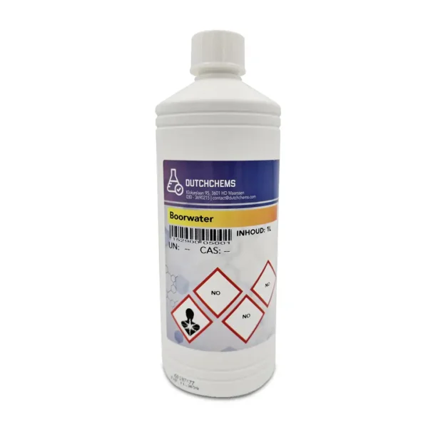 A white bottle of Boorwater from DutchChems