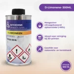 D-Limonene 500 ml from DutchChems, high-purity citrus solvent for cleaning and restoration