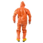 ProChem I CLF chemical protective suit, rear view, worn by person with boots.