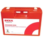OXXA Meander 0155 emergency response HACCP first aid kit with wall bracket – white case with red label, 32×22×12.5 cm.