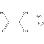 Molecular structure of oxalic acid dihydrate, with two water molecules bound to oxalic acid.